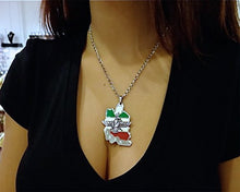 Load image into Gallery viewer, Iran Map Flag Farvahar Necklace Iranian Persian Iran Persia Art Farohar Chain