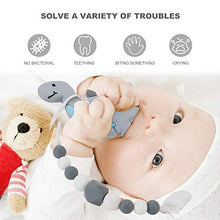 Load image into Gallery viewer, Slotic Baby Teething Toys, Dinosaur Teether Pain Relief Toy with Pacifier Clip Holder Set for Newborn Babies, Freezer Safe Neutral Shower Gift, Soft & Textured Stocking Stuffers for Boy and Girl