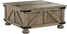 Load image into Gallery viewer, Signature Design by Ashley - Aldwin Farmhouse Storage Coffee Table, Brown Pine Wood