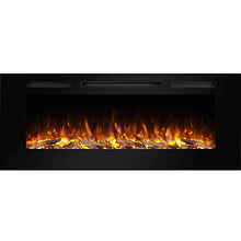 Load image into Gallery viewer, PuraFlame Alice 50 Inches Recessed Electric Fireplace, Wall Mounted for 2 X 6 Stud, Log Set & Crystal, 1500W Heater, Black