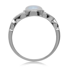 Load image into Gallery viewer, Silvershake 7mm Natural Moonstone 925 Sterling Silver Victorian Style Solitaire Ring Size 9