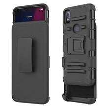Load image into Gallery viewer, JACKPOT WIRELESS for T-Mobile Revvl 4 Cover Shockproof with Temper Glass Kickstand and Belt Clip Hybrid Heavy Duty Full Body Protective Case (Black)