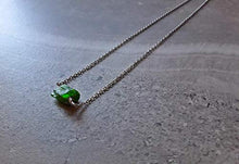 Load image into Gallery viewer, Raw Chrome Diopside Petite Necklace Stainless Steel