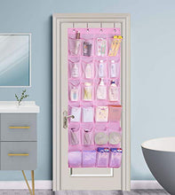 Load image into Gallery viewer, MISSLO Kids Shoe Organizer Door Hanging Baby Closet Storage over the Rack Breathable 24 Large Mesh Pockets for Toddler Girl, Pink