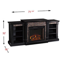 Load image into Gallery viewer, SEI Furniture Gallatin Faux Stone Electric Bookcases Fireplace, Satin Black
