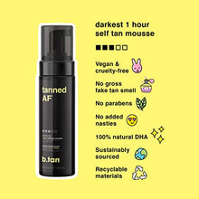 Load image into Gallery viewer, b.tan Self Tanner Mousse - Pasty to Tasty - Darker, Mega Hydrating Self Tanning Treatment, Juiced Up With Niacinamide + Peptides For Luscious, Bronzed & Delicious Lookin' Skin, Clean Fake Tan, 200ml