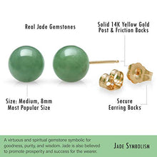 Load image into Gallery viewer, 14K Yellow Gold Natural Jade Pendant Necklace and Stud Earring Set