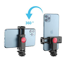 Load image into Gallery viewer, ULANZI Universal Phone Tripod Mount with Cold Shoe Mount, Rotated Cell Phone Clamp Holder Smartphone Clip Adapter for iPhone 11 Pro Max X XR Xs Max 8 7 Plus Samsung Galaxy s10 s9 Note10 Google OnePlus