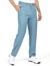 Load image into Gallery viewer, Men's Golf Pants Plaid Tapered Stretch Tech Relaxed Fit Golf Pant Lightweight Twill Pants Size 40 Light Blue Plaid