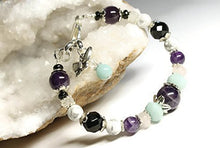 Load image into Gallery viewer, Stress Relief and Anti Anxiety Bracelet-Natural Gemstones Rose Quartz, Amazonite, Amethyst, Black Onyx, Moonstone, Garnet, crystal healing, holistic wellness jewelry