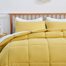 Load image into Gallery viewer, VEEYOO Comforter Set King Size - All Season Soft Quilted Down Alternative Duvet Insert with Corner Tabs - Plush Microfiber Fill - Warmth Hypoallergenic Bed Comforter Set 3 Pieces, Yellow