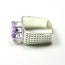 Load image into Gallery viewer, 55Carat Natural Men's Amethyst Rings Bold Band in Silver Oval Shape Feburary Birthstone Jewelry Size 4-13