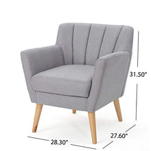 Load image into Gallery viewer, Christopher Knight Home Merel Mid-Century Modern Fabric Club Chair, Light Grey / Natural