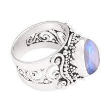 Load image into Gallery viewer, NOVICA Rainbow Moonstone .925 Sterling Silver Cocktail Ring, Glorious Vines'