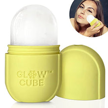 Load image into Gallery viewer, Glow Cube Ice Roller For Face Eyes and Neck To Brighten Skin & Enhance Your Natural Glow/Reusable Facial Treatment to Tighten & Tone Skin & De-Puff The Eye Area (Yellow)