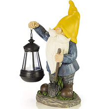 Load image into Gallery viewer, VP Home Earnest Garden Gnome with Lantern Solar Powered LED Outdoor Decor Light (Yellow Hat)