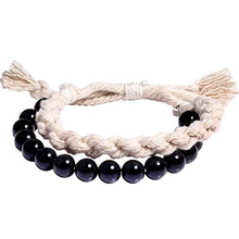 Load image into Gallery viewer, Jewever Black Obsidian with 100% Cotton Braided Rope Brcaelets For Men and Women Handmade Jewelry Gifts Adjustable