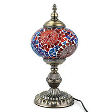 Load image into Gallery viewer, Kindgoo Turkish Mosaic Table Lamp Handmade Tiffany Style Glass Lamp for Living Room, Led Light Bulb Included (Multi-Colored)