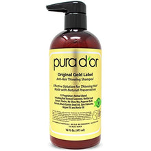Load image into Gallery viewer, PURA D'OR Original Gold Label Anti-Thinning Biotin Shampoo (16oz) w/ Argan Oil, Nettle Extract, Saw Palmetto, Red Seaweed, 17+ DHT Herbal Actives, No Sulfates, Natural Preservatives, For Men & Women