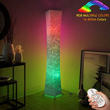 Load image into Gallery viewer, 61" Soft Light Floor Lamp,LEONC RGB Color Changing LED Tyvek Fabric Shade Modern Floor Lamp with Fabric Shade & 2 Smart LED Bulbs for Livingroom Bedroom Warm Atmosphere Tyvek Dupont 10 x 10 x 61 inch…