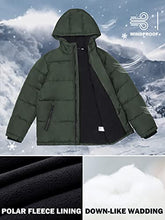 Load image into Gallery viewer, maoo garden Boys Winter Coat Fake Down Puffer Jacket Fleece Lined Heavyweight Water Resistant Windbreaker Green 3-4Y