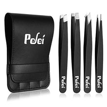 Load image into Gallery viewer, Pefei Tweezers Set - Professional Stainless Steel Tweezers for Eyebrows - Great Precision for Facial Hair, Splinter and Ingrown Hair Removal (Black)