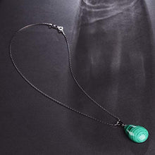 Load image into Gallery viewer, iSTONE 925 Sterling Silver Natural Malachite Ladies Pendant Necklace Water Drop Shape with 18" Silver Chain