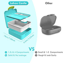 Load image into Gallery viewer, Lehoo Castle Bento Lunch Box for Kids with 4 Compartments,1300ml Lunch Containers with Ice Packs Sauce Jar, Spoon&Fork, Durable, Leak Proof, BPA-Free and Food-Safe Materials(Blue)