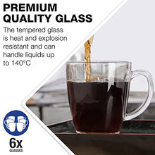 Load image into Gallery viewer, Clear Glass Coffee Mugs - Set of 6 Transparent Tea Cups & Coffee Glasses - Clear Mugs & Cup For Hot Beverages With Handle by Eparé