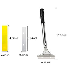 Load image into Gallery viewer, 4 Inch Razor Blade Tile Scraper Floor Wall Scraper Razor Blade Scraper with 10 Pieces Replacement Razor Blades for Removing Wallpaper, Sticker Glue Paint Floor Adhesive 2 Pieces (Black)