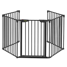 Load image into Gallery viewer, Bonnlo 122-Inch Wide Configurable Baby Gate Fireplace Safety Fence/Guard Adjustable 5-Panel Metal Play Yard for Toddler/Pet/Dog Christmas Tree Fence, Includes 4 Pack of Wall Mounts, Black