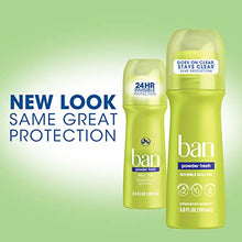 Load image into Gallery viewer, Ban Powder Fresh 24-hour Invisible Antiperspirant, 3.5oz Roll-on Deodorant for Women and Men, Underarm Wetness Protection, with Odor-fighting Ingredients (4 Pack)