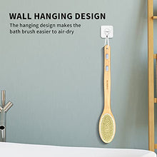 Load image into Gallery viewer, Metene Bamboo Body Brush with Stiff and Soft Natural Bristles, Back Scrubber for Shower with Long Handle, Dual-sided Brush Head for Wet or Dry Brushing, Exfoliating Skin and Clean the Body Easily