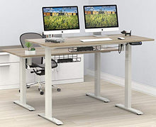 Load image into Gallery viewer, SHW 55-Inch Large Electric Height Adjustable Computer Desk, 55 x 28 Inches, Oak