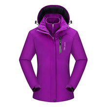 Load image into Gallery viewer, Keepmove Women's Fashion Waterproof Hoodie Hat Detachable Breathable Sport Outdoor Coat(Purple, Large)