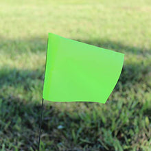 Load image into Gallery viewer, Swanson Tool Swanson Tool Co Lime Glo Safety Marking Flag 25 Pack, 2.5 inch by 3.5 inch with a 15 inch Wire Staff, Model # FLM1525