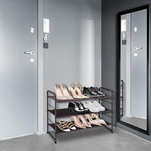 Load image into Gallery viewer, Simple Trending 3-Tier Stackable Shoe Rack, Expandable & Adjustable Fabric Shoe Shelf Storage Organizer, Bronze