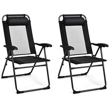 Load image into Gallery viewer, Giantex Set of 2 Patio Dining Chairs, Folding Lounge Chairs with 7 Level Adjustable Backrest, 300 Lbs Capacity, Outdoor Portable Chairs with Metal Frame