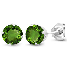 Load image into Gallery viewer, Gem Stone King 1.00 Ct Round 5mm Green Chrome Diopside Sterling Silver Stud Women's Earrings