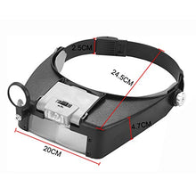 Load image into Gallery viewer, Headband Magnifying Glass with 2 LED Lights Optical Head Wearing Magnifier 1.5X 3X 6.5X 8X Head-Mounted Headset Jewelry Visor Magnifier Glass Loupe for Reading Electronics Watch Repair