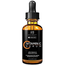 Load image into Gallery viewer, Radha Beauty Natural Vitamin C Serum for Face, HUGE 2oz - 20% Organic Vitamin C + Vitamin E + Hyaluronic Acid, Facial Serum for Anti-Aging, Wrinkles, and Fine Lines