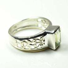 Load image into Gallery viewer, 55Carat Genuine Green Amethyst Ring for Men Silver Band Rectangle Shape Feburary Birthstone Pcs Size 4-13