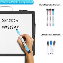Load image into Gallery viewer, Small White Board Dry Erase Board - 12" x 16" Double Sided Desktop Foldable Magnetic Whiteboard with Markers and Magnets Personal Easel for Kids Drawing Home and Office (Black)