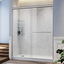 Load image into Gallery viewer, SUNNY SHOWER Semi-Frameless Shower Door Glass Sliding Design Bathroom Shower Enclosure 1/4" Clear Glass, Brushed Nickel Finish, 60" x 72" Glass Shower Door