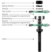 Load image into Gallery viewer, KOWOOD Pro Tongue and Groove Set of 2 Pieces 1/4 Inch Shank Router Bit Set 3 Teeth Adjustable T Shape Wood Milling Cutter
