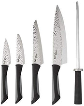 Load image into Gallery viewer, Kai Luna Knife Block Set, 6 Piece Kitchen Knives Set with Black Handles, Japanese Style Cutlery, Includes Chef, Utility, Paring, and Citrus Knives plus Honing and Sharpening Steel