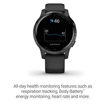 Load image into Gallery viewer, Garmin 010-02172-11 Vivoactive 4S, Smaller-Sized GPS Smartwatch, Features Music, Body Energy Monitoring, Animated Workouts, Pulse Ox Sensors And More, Black