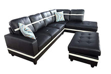 Load image into Gallery viewer, Ainehome Faux Leather 3 Piece Sectional Sofa Couch Set, L-Shaped Modern Sofa with Chaise Storage Ottoman and Pillows for Living Room Furniture, Right Hand Facing Sectional Sofa Set Black & White
