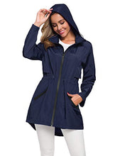 Load image into Gallery viewer, Avoogue Womens Windbreaker Jacket with Hood Waterproof Water Resistant Lightweight Anorak Navy Blue XXL
