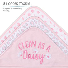 Load image into Gallery viewer, The Peanutshell Hooded Bath Towel and Wash Cloth Set for Baby Girls - 23 Piece Gift Set - Pink Floral & Cheetah Print